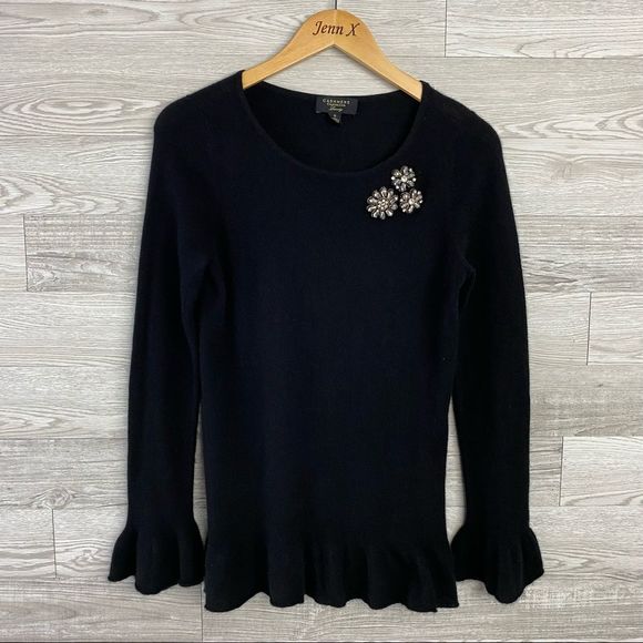Charter Club luxury Black Cashmeres Peplum sweater - Picture 1 of 8